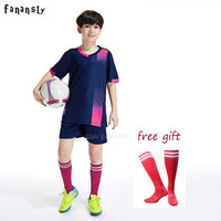 Free socks Custom Kids Soccer jerseys sets football uniform Boys 2020 Football jersey soccer Kids Joursey Sport set with socks