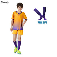 Free socks Custom Kids Soccer jerseys sets football uniform Boys 2020 Football jersey soccer Kids Joursey Sport set with socks