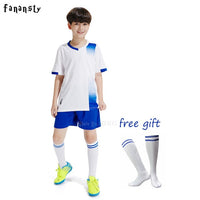 Free socks Custom Kids Soccer jerseys sets football uniform Boys 2020 Football jersey soccer Kids Joursey Sport set with socks