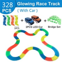 Railway Magical Glowing Flexible Track Car Toys Children Racing Bend Rail Track Led Electronic Flash Light Car DIY Toy Kids Gift