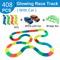 Railway Magical Glowing Flexible Track Car Toys Children Racing Bend Rail Track Led Electronic Flash Light Car DIY Toy Kids Gift