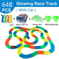 Railway Magical Glowing Flexible Track Car Toys Children Racing Bend Rail Track Led Electronic Flash Light Car DIY Toy Kids Gift