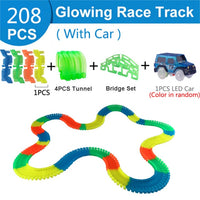 Railway Magical Glowing Flexible Track Car Toys Children Racing Bend Rail Track Led Electronic Flash Light Car DIY Toy Kids Gift