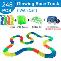 Railway Magical Glowing Flexible Track Car Toys Children Racing Bend Rail Track Led Electronic Flash Light Car DIY Toy Kids Gift