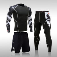 3 Pcs/Set Men's Tracksuit Gym Fitness Compression Sports Suit Clothes Running Jogging Sport Wear Exercise Workout Tights