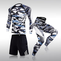3 Pcs Set Men's Workout Sports Suit Gym Fitness Compression Clothes Running Jogging Sport Wear Exercise Rashguard Men