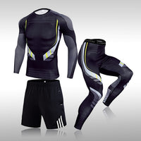 3 Pcs Set Men's Workout Sports Suit Gym Fitness Compression Clothes Running Jogging Sport Wear Exercise Rashguard Men