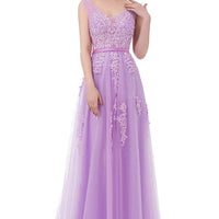 SSYFashion Hot Sell Sweet Light Blue Lace V-neck Lacing Long Evening Dress The Bride Party Sexy Backless Prom Dresses Custom