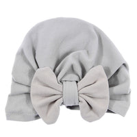 Nishine Baby Turban Hat with Bow Children Hats Cotton Blend Newborn Beanie Top Knot Caps Kids Headwear Photo Props Shower Gift