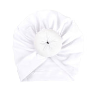 Nishine Baby Turban Hat with Bow Children Hats Cotton Blend Newborn Beanie Top Knot Caps Kids Headwear Photo Props Shower Gift