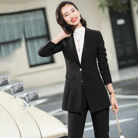 Beige Pink Khaki Apricot Coffee Black Blue S-5XL 2 Piece Set Women Pant Suit Office Lady OL Girl Jacket Blazer And Trousers