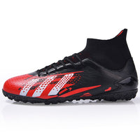 ZHENZU Turf Black Men Soccer Shoes Kids Cleats Training Football Boots High Ankle Sport Sneakers Size 35-45 Dropshipping