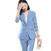 Beige Pink Khaki Apricot Coffee Black Blue S-5XL 2 Piece Set Women Pant Suit Office Lady OL Girl Jacket Blazer And Trousers