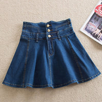 Denim Skirt With Ruffles 6XL 7XL Plus Size Jeans Skater Woman High Waist Bottom Female Casual Pleated Micro Mini Short Jurken