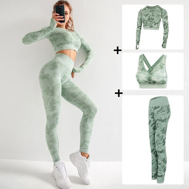 Women Seamless Push Up Sport set  Women's Sports Crop Top sport legging Wear Woman long sleeve Yoga Fitness Sexy Back Along Buy