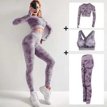 Women Seamless Push Up Sport set  Women's Sports Crop Top sport legging Wear Woman long sleeve Yoga Fitness Sexy Back Along Buy