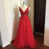 Beading Prom Dresses 2021 Plus Size Pink High Split Tulle Sweep Train Sleeveless Evening Gown A-line Lace Up Backless Vestido De