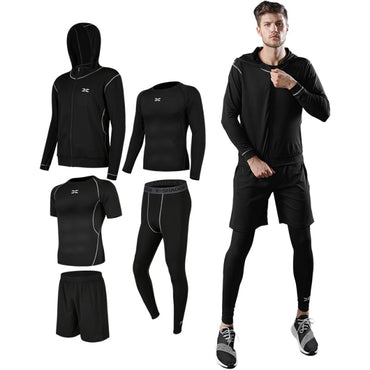 5 Pcs/Set Men's Tracksuit Compression Sports Suit Gym Fitness Clothes Running Jogging Sport Wear Training Workout Tights
