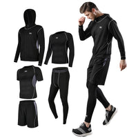 5 Pcs/Set Men's Tracksuit Compression Sports Suit Gym Fitness Clothes Running Jogging Sport Wear Training Workout Tights