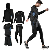 5 Pcs/Set Men's Tracksuit Compression Sports Suit Gym Fitness Clothes Running Jogging Sport Wear Training Workout Tights