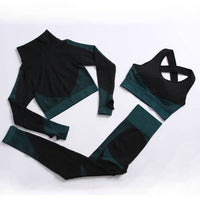 Yoga Sets Women Fitness Sportswear Seamless Women's Suit Outfit Long Sleeve Yoga Clothing Female Sport Gym Wear Running Clothes