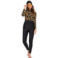 Muslim Swimwear Women Modest Patchwork Long Sleeves Sport Swimsuit 3pcs Islamic Burkinis Wear Bathing Suit Women's Swimwear