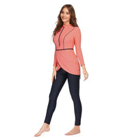 Muslim Swimwear Women Modest Patchwork Long Sleeves Sport Swimsuit 3pcs Islamic Burkinis Wear Bathing Suit Women's Swimwear