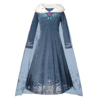 Autumn Winter Frozen 2 Elsa Princess Cosplay Snow Queen Dress Girl White Long Sleeve Mesh Prom Gown Kids Halloween Party Costume