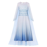 Autumn Winter Frozen 2 Elsa Princess Cosplay Snow Queen Dress Girl White Long Sleeve Mesh Prom Gown Kids Halloween Party Costume