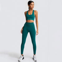 Red Sport Suit Women's Breathable Tights Stretchy Comfortable Yoga Pants + Bra 2pcs Gym Fitness Wear Seamless Leggings Set