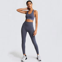 Red Sport Suit Women's Breathable Tights Stretchy Comfortable Yoga Pants + Bra 2pcs Gym Fitness Wear Seamless Leggings Set
