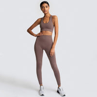 Red Sport Suit Women's Breathable Tights Stretchy Comfortable Yoga Pants + Bra 2pcs Gym Fitness Wear Seamless Leggings Set