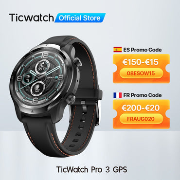 TicWatch Pro 3 GPS Wear OS Smartwatch Men's Sports/Smart Watch Dual-layer Display Snapdragon Wear 4100 8GB 3 to 45 Days Battery