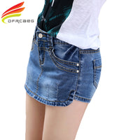 Summer 2018 Denim Skirt Shorts Female Fashion High Waist Stretch All-match Women Shorts Skirt Plus Size Blue Jeans Shorts