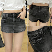 Summer 2018 Denim Skirt Shorts Female Fashion High Waist Stretch All-match Women Shorts Skirt Plus Size Blue Jeans Shorts