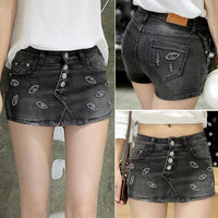 Summer 2018 Denim Skirt Shorts Female Fashion High Waist Stretch All-match Women Shorts Skirt Plus Size Blue Jeans Shorts